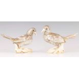 A PAIR OF 19TH CHINESE MOTHER-OF-PEARL AND IVORY BIRD-FORM BOXES AND COVERS