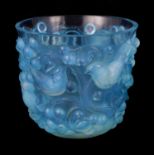 AN R LALIQUE 'AVALLON' BLUE STAINED VASE