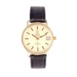 A GENTLEMAN'S VINTAGE GOLD PLATED OMEGA ELECTRONIC F300HZ DE VILLE GENT'S WRISTWATCH