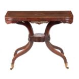 A GOOD REGENCY ROSEWOOD CARD TABLE IN THE MANNER OF GEORGE OAKLEY
