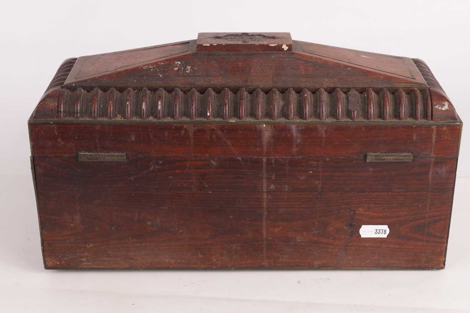 A LATE REGENCY ROSEWOOD AND BRASS INLAID WRITING BOX - Image 11 of 11
