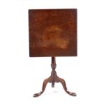 AN UNUSUAL GEOGE III FIGURED MAHOGANY SQUARE TILT TOP TABLE