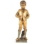 AN EARLY 20TH CENTURY POLYCHROME GILT TERRACOTTA FIGURE BY GOLDSCHEIDER