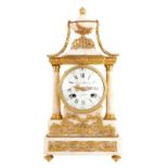 JOSEPH A. BRODON, A PARIS AN 18TH CENTURY FRENCH WHITE MARBLE AND ORMOLU MOUNTED MANTEL CLOCK