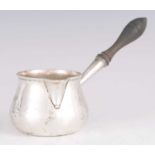 A LATE GEORGE III SILVER BRANDY SAUCEPAN