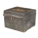 OF ROYAL INTEREST. A 19TH CENTURY CANVAS BOUND HAT BOX