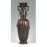 A LARGE JAPANESE MEIJI PERIOD PATINATED BRONZE VASE