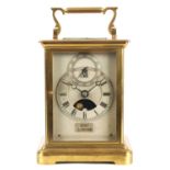 A LATE 19TH CENTURY GIANT ENGLISH DOUBLE FUSEE MOON PHASE REPEATING CARRIAGE CLOCK