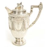 A VICTORIAN ADAM STYLE MAPPIN & WEBB SILVER HOT WATER JUG