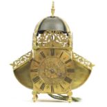 A LATE 17TH CENTURY WINGED BRASS LANTERN CLOCK WITH ALARM