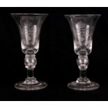 A PAIR OF EDWARD VIII COMMEMORATIVE WINE GLASSES OF LARGE SIZE
