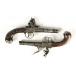 G. WALLIS, HULL 1775-1830 A FINE PAIR OF GEORGE III SILVER MOUNTED FLINTLOCK POCKET PISTOLS