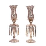A PAIR OF 19TH CENTURY PERSIAN SILVER LUSTRES