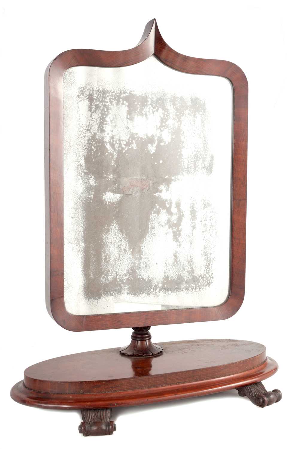 A WILLIAM IV FIDDLEBACK MAHOGANY TOILET MIRROR