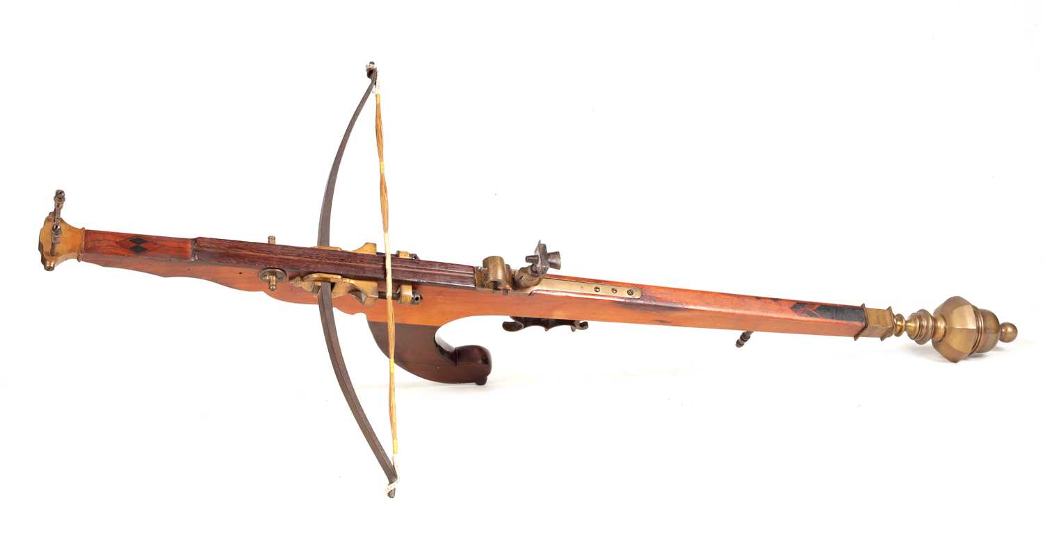 A LARGE 19TH CENTURY BELGIAN TARGET CROSSBOW