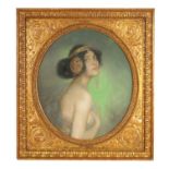 CLEMENS VON PAUSINGER (Austrian, 1855-1936) AN ART NOUVEAU OVAL PASTEL BUST PORTRAIT OF A STYLISH Y