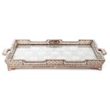 A 19TH CENTURY EASTERN MOTHER OF PEARL, IVORY AND HARDWOOD INLAID TRAY