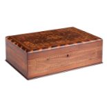 AN EARLY 19TH CENTURY IRISH KILLARNEY INLAID YEW WOOD BOX