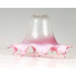A 19TH CENTURY PINK GLASS LAMP SHADE