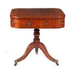 AN UNUSUAL LATE GEORGIAN BOXWOOD STRUNG FIGURED MAHOGANY DRUM TABLE