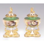 A FINE PAIR OF REGENCY WORCESTER FLIGHT BARR & BARR POT POURRI VASES AND COVERS