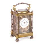 A LARGE LATE 19THCENTURY FRENCH REPEATING CARRIAGE CLOCK IN THE JAPANESQUE TASTE