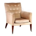 A GEORGIAN MAHOGANY UPHOLSTERED ARMCHAIR