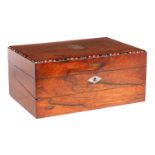 A 19TH CENTURY ROSEWOOD JEWELLERY/WRITING BOX