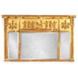 A 19TH CENTURY GILT GESSO OVERMANTEL MIRROR