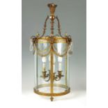 A 20TH CENTURY REGENCY STYLE HANGING HALL LANTERN