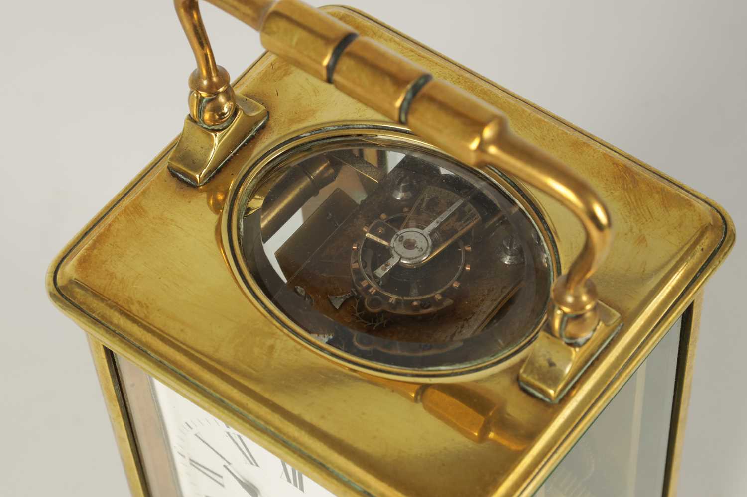 LE ROY & FILS, FRANCE A RARE LATE 19TH CENTURY BRASS CASED BOTTOM WIND STRIKING CARRIAGE CLOCK - Image 2 of 6