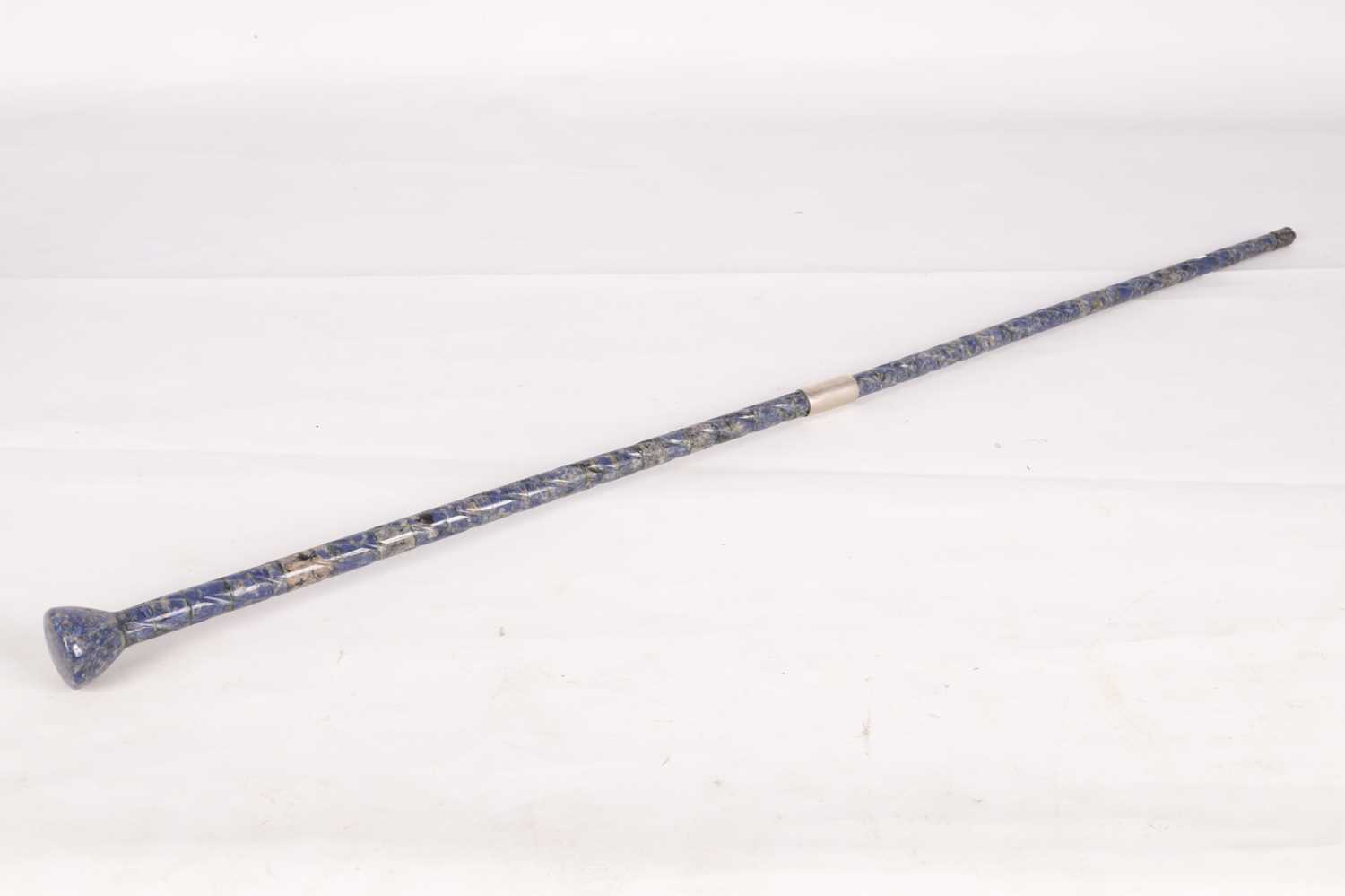 A LATE 19TH CENTURY LAPIS LAZULI WALKING STICK - Image 5 of 6