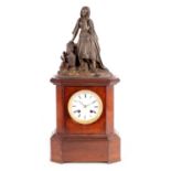 A MID 19TH CENTURY FRENCH BRONZE FIGURAL MANTEL CLOCK