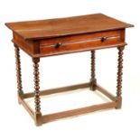 AN UNUSUAL WILLIAM AND MARY EXOTIC WOOD BOBBIN TURNED SIDE TABLE