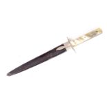A LATE 19TH CENTURY STAG HORN HANDLE BOWIE KNIFE BY A. FEIST & CO.