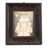 A 19TH CENTURY MINIATURE PORTRAIT ON IVORY DEPICTING A MEMBER OF THE MEDICI FAMILY