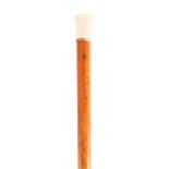 A 19TH CENTURY IVORY AND MALACCA WALKING STICK WITH A PILL BOX HANDLE