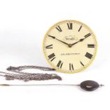 WHITEHURST & SON, DERBY AN EARLY 19TH CENTURY WEIGHT DRIVEN HOOK AND SPIKE WALL CLOCK SIGNED BRIGHT
