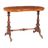 A VICTORIAN BURR WALNUT KIDNEY SHAPED TABLE