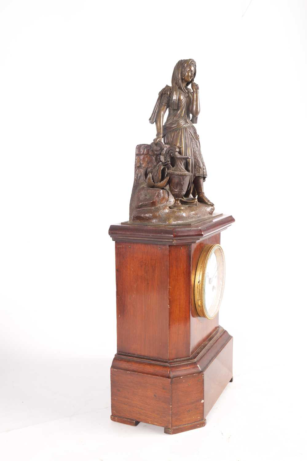 A MID 19TH CENTURY FRENCH BRONZE FIGURAL MANTEL CLOCK - Image 7 of 11