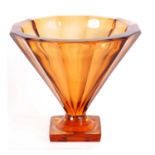 A LARGE FRENCH ART DECO DAUM NANCY AMBER GLASS VASE