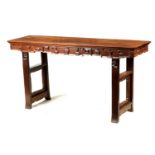 A 19TH CENTURY CHINESE HARDWOOD ALTAR TABLE