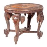 A 19TH CENTURY ANGLO-INDIAN CARVED HARDWOOD OVAL OCCASIONAL TABLE