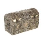 A 19TH CENTURY RUSSIAN SILVERED METAL CASKET