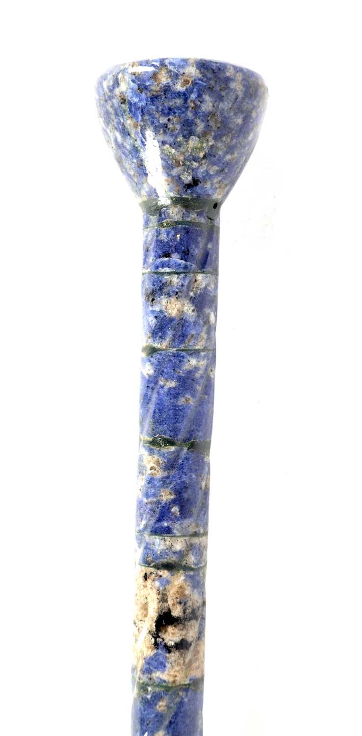 A LATE 19TH CENTURY LAPIS LAZULI WALKING STICK