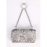 AN EARLY 20TH CENTURY ART NOUVEAU SILVER PURSE