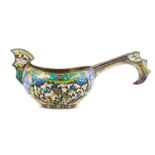 A RUSSIAN SILVER-GILT AND CLOISONNE ENAMEL KOVSH