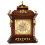 A LATE 19TH CENTURY GERMAN WALNUT ORMOLU MOUNTED BRACKET CLOCK