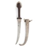 A 19TH/20TH CENTURY SILVER MOUNTED EASTERN DAGGER WITH SILVER SHEATH