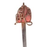 AN EARLY SCOTTISH BASKET HILTED BROAD SWORD
